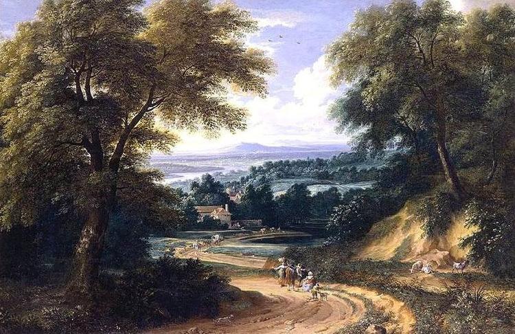 Adriaen Frans Boudewijns Landscape with Travellers oil painting picture